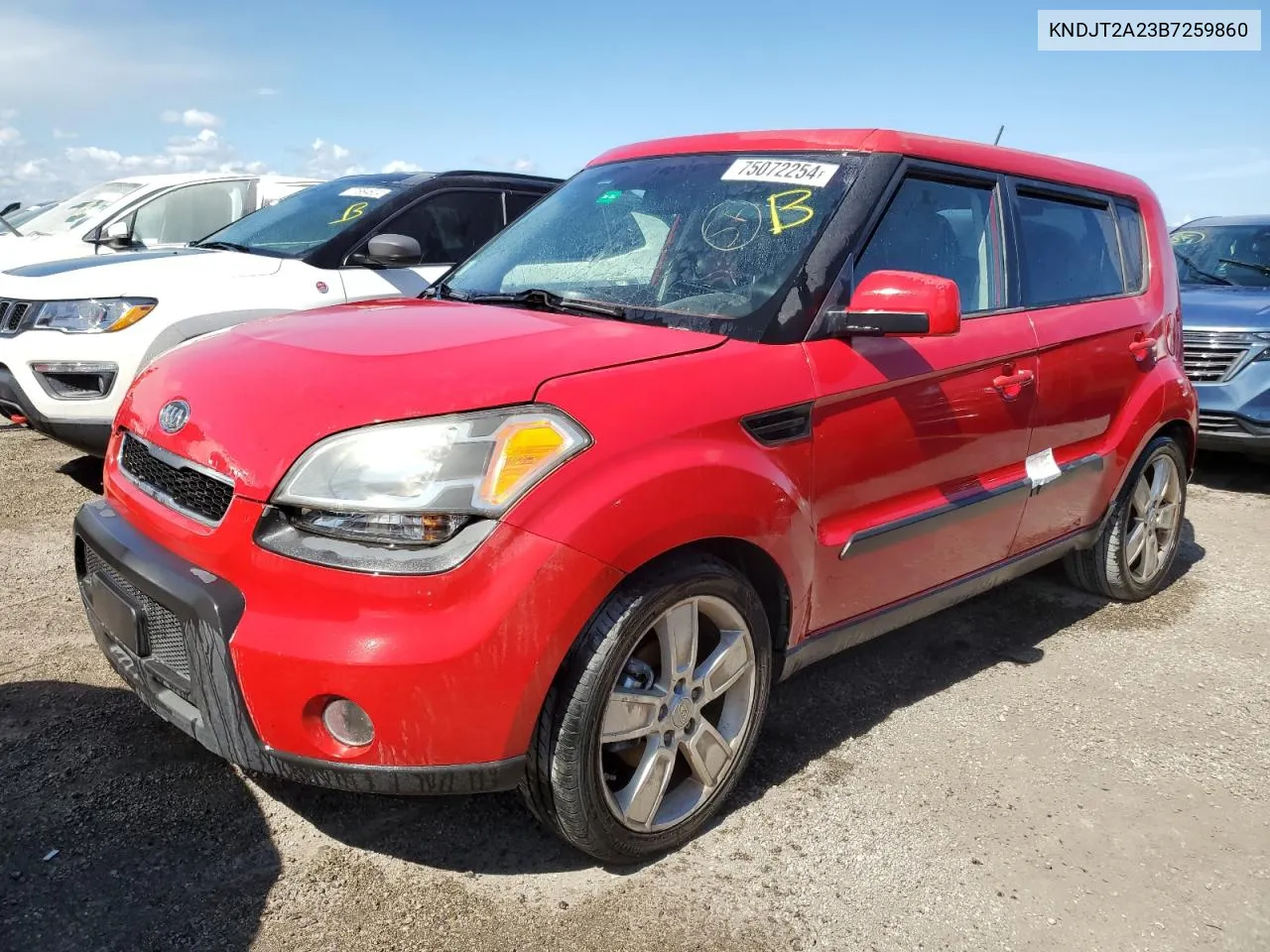 2011 Kia Soul + VIN: KNDJT2A23B7259860 Lot: 75072254