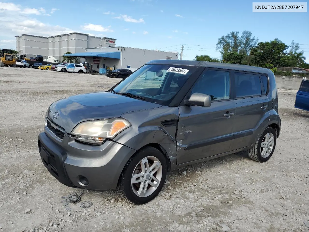 2011 Kia Soul + VIN: KNDJT2A28B7207947 Lot: 75823504