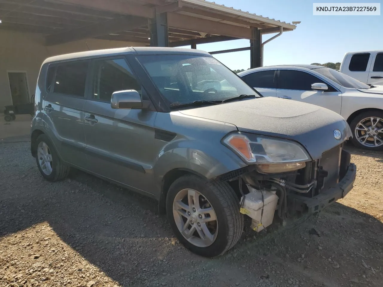 2011 Kia Soul + VIN: KNDJT2A23B7227569 Lot: 77222174