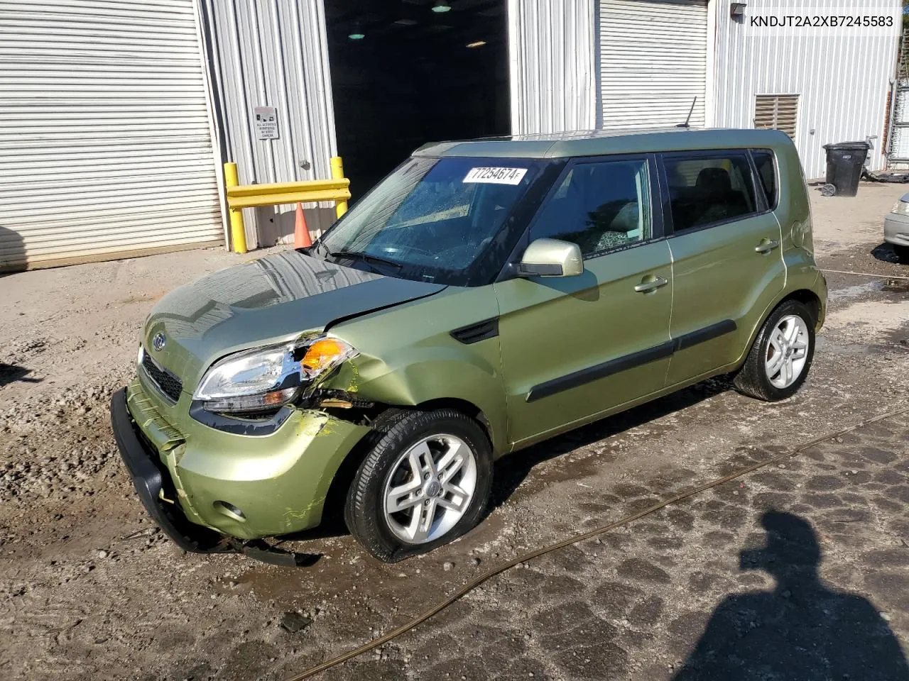 2011 Kia Soul + VIN: KNDJT2A2XB7245583 Lot: 77254674