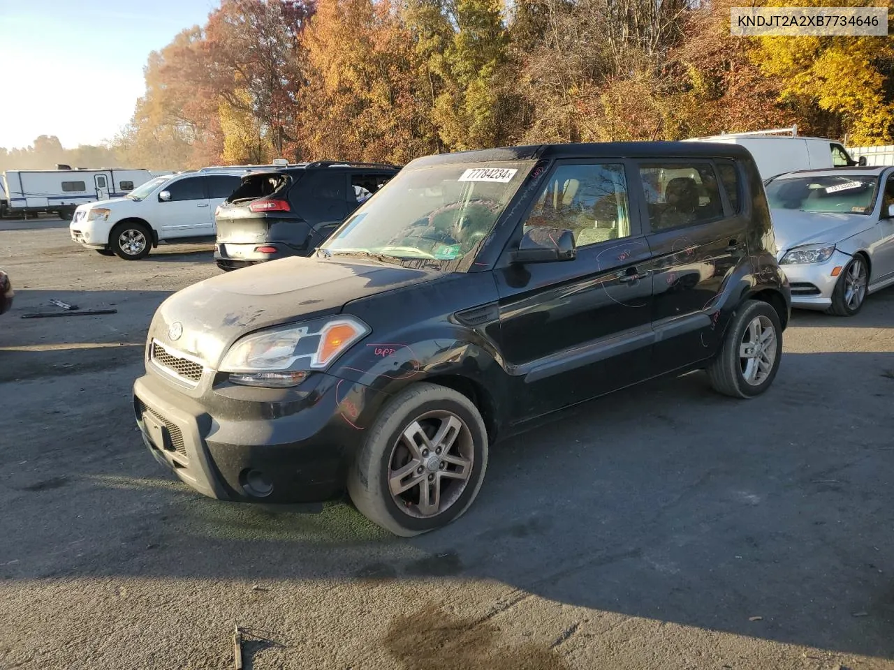 2011 Kia Soul + VIN: KNDJT2A2XB7734646 Lot: 77784234