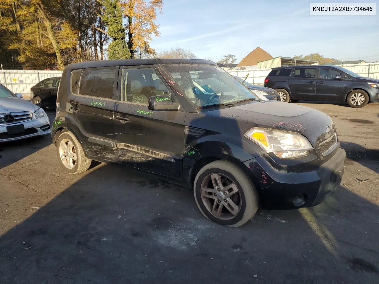 2011 Kia Soul + VIN: KNDJT2A2XB7734646 Lot: 77784234