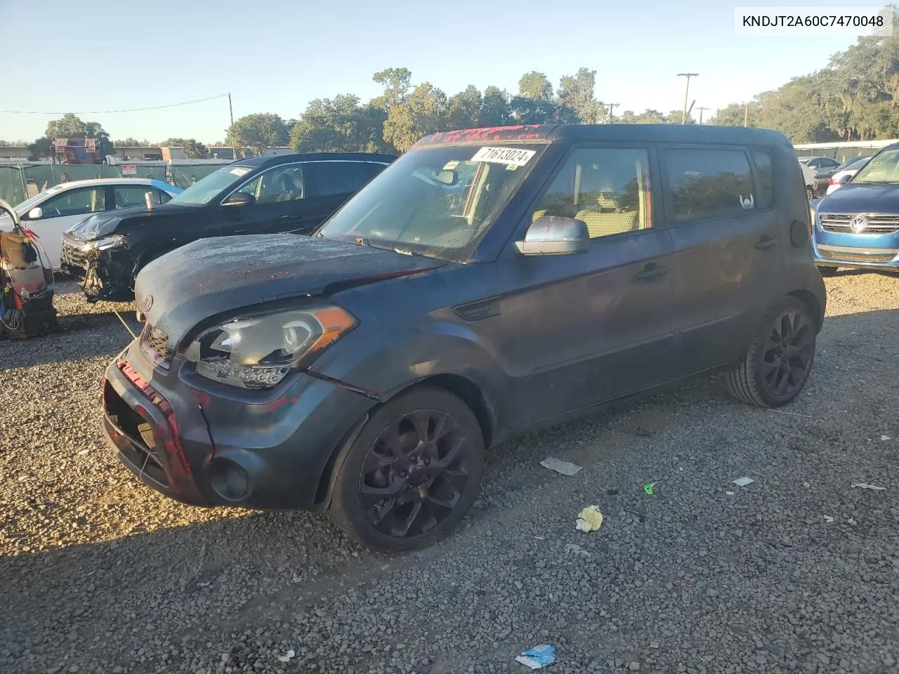 2012 Kia Soul + VIN: KNDJT2A60C7470048 Lot: 71613024