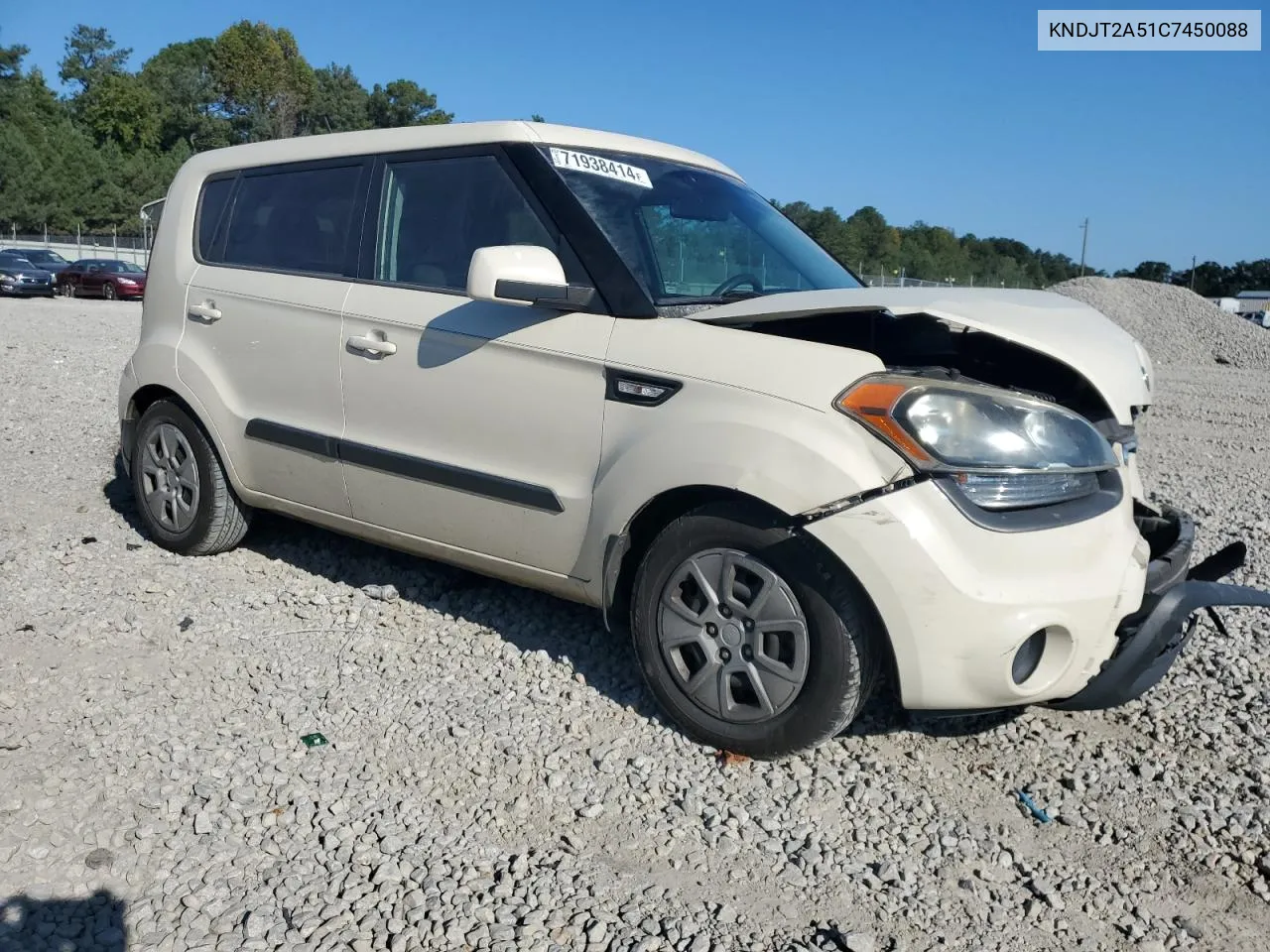 2012 Kia Soul VIN: KNDJT2A51C7450088 Lot: 71938414