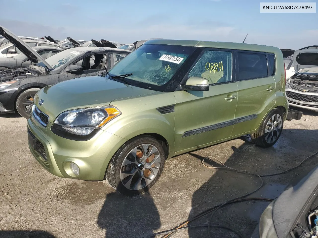 2012 Kia Soul + VIN: KNDJT2A63C7478497 Lot: 74937254