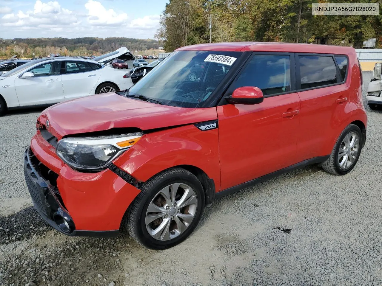 2016 Kia Soul + VIN: KNDJP3A56G7828020 Lot: 78593384