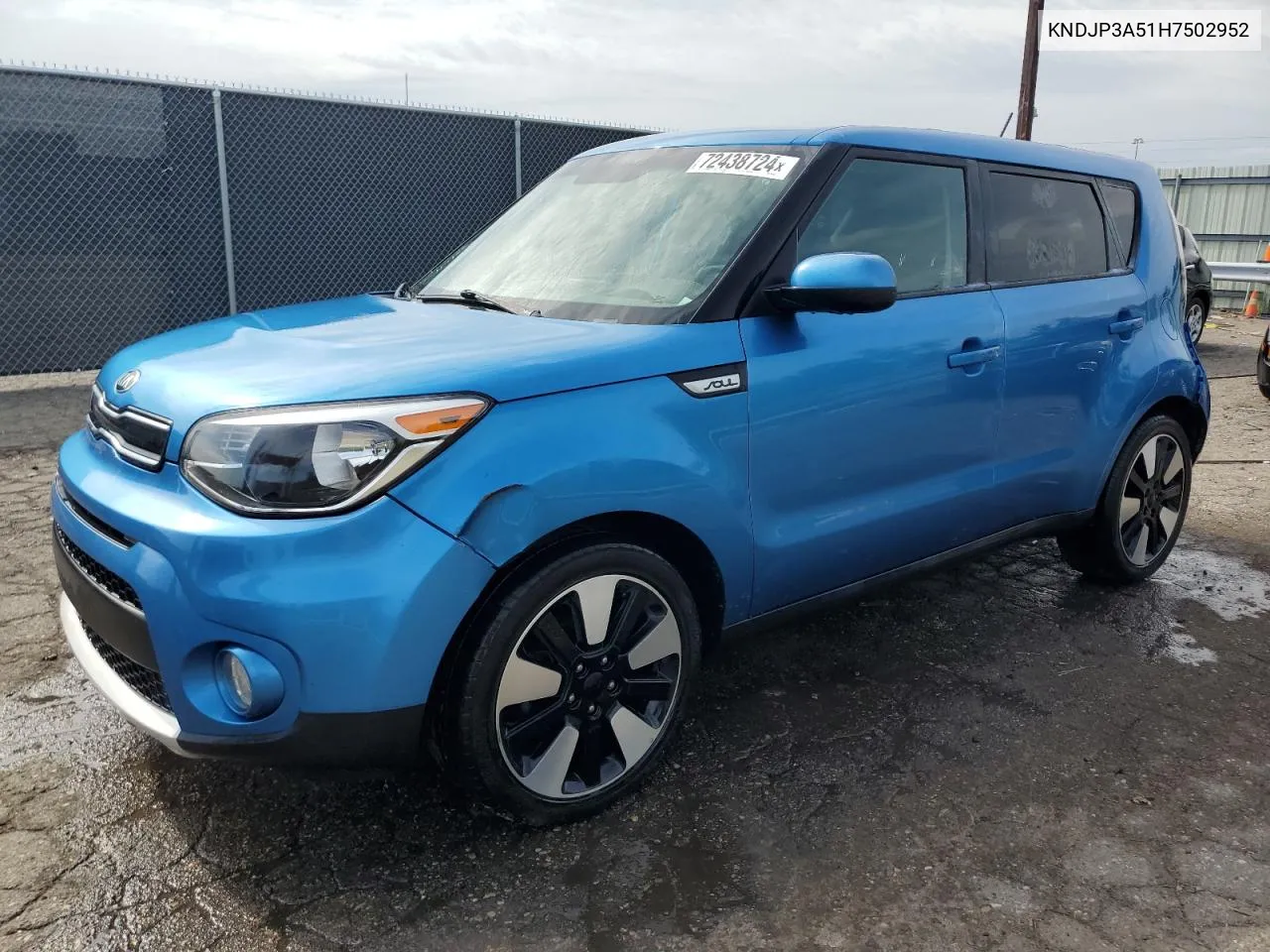 2017 Kia Soul + VIN: KNDJP3A51H7502952 Lot: 72438724