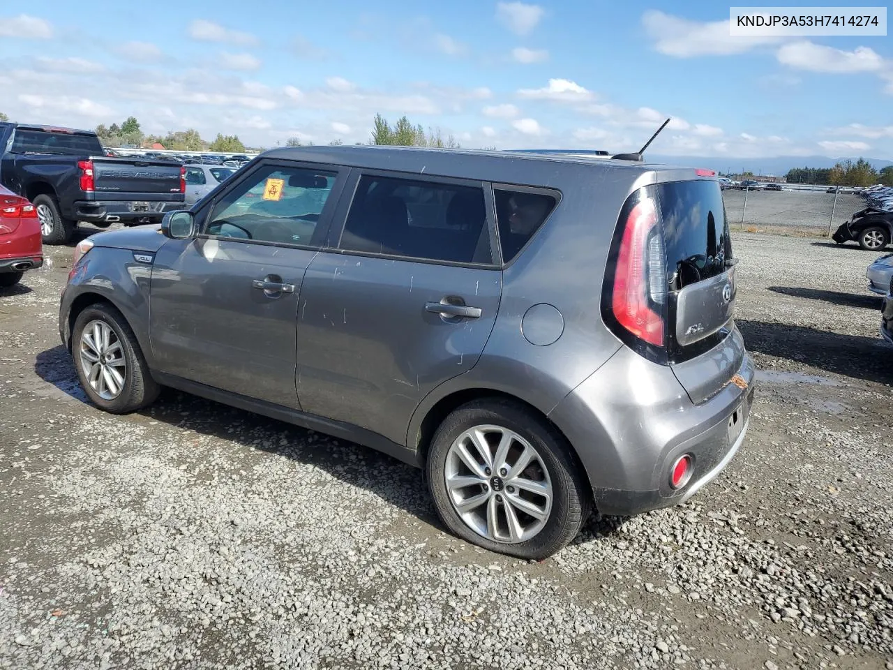 2017 Kia Soul + VIN: KNDJP3A53H7414274 Lot: 73313654