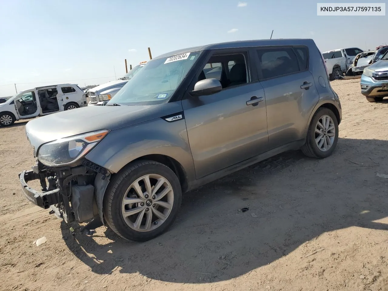 2018 Kia Soul + VIN: KNDJP3A57J7597135 Lot: 70202634