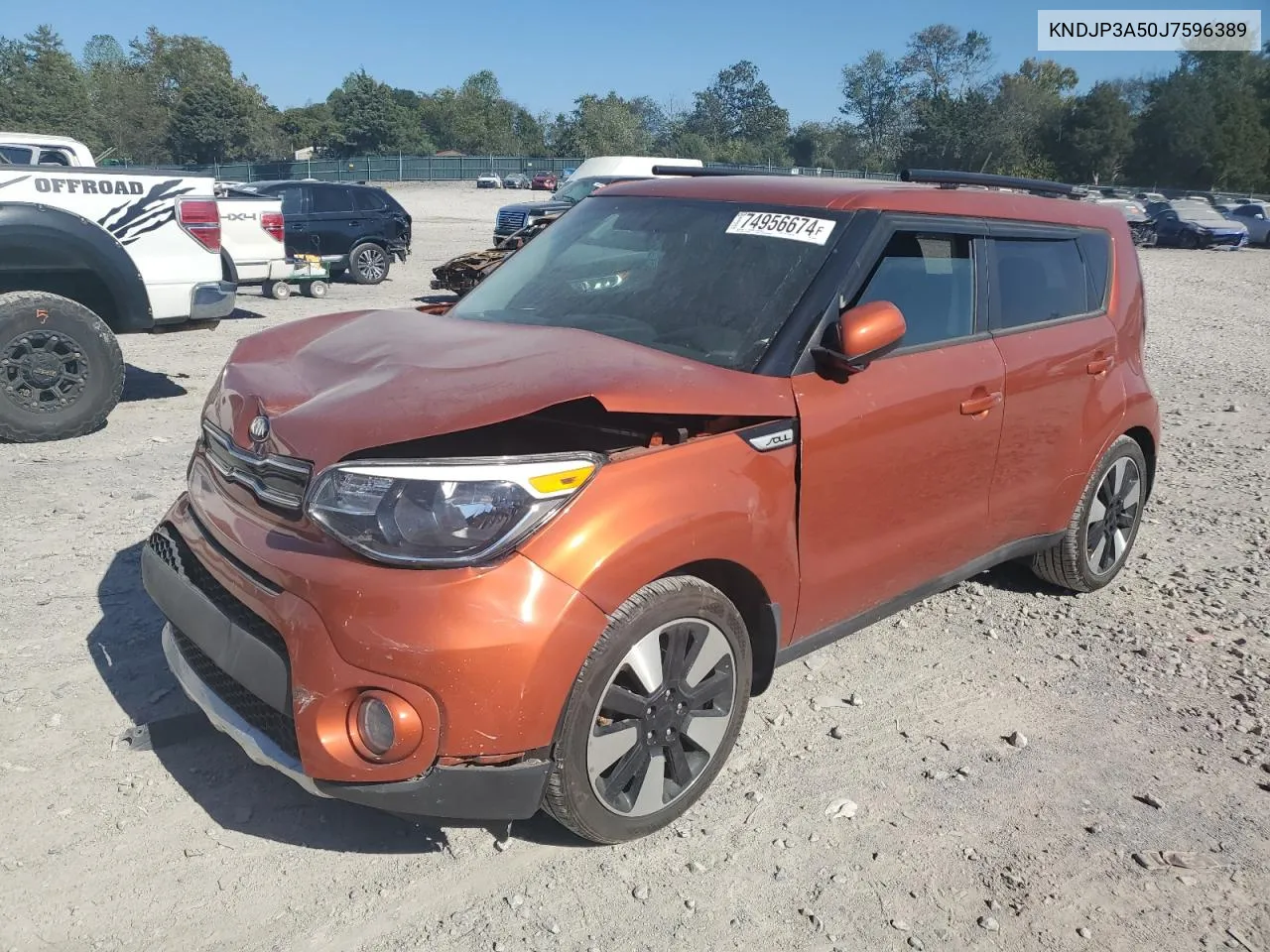 2018 Kia Soul + VIN: KNDJP3A50J7596389 Lot: 74956674