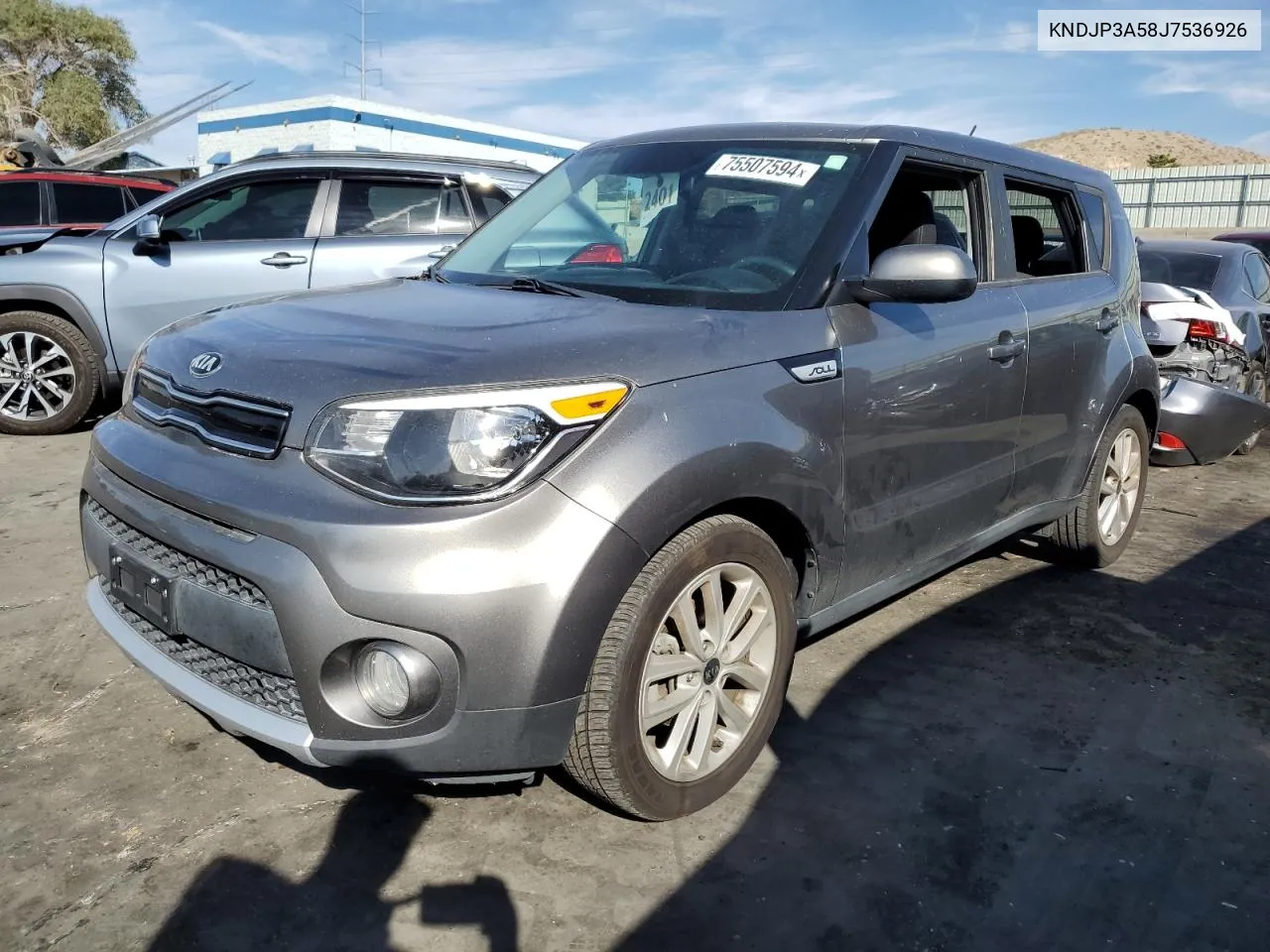 2018 Kia Soul + VIN: KNDJP3A58J7536926 Lot: 75507594