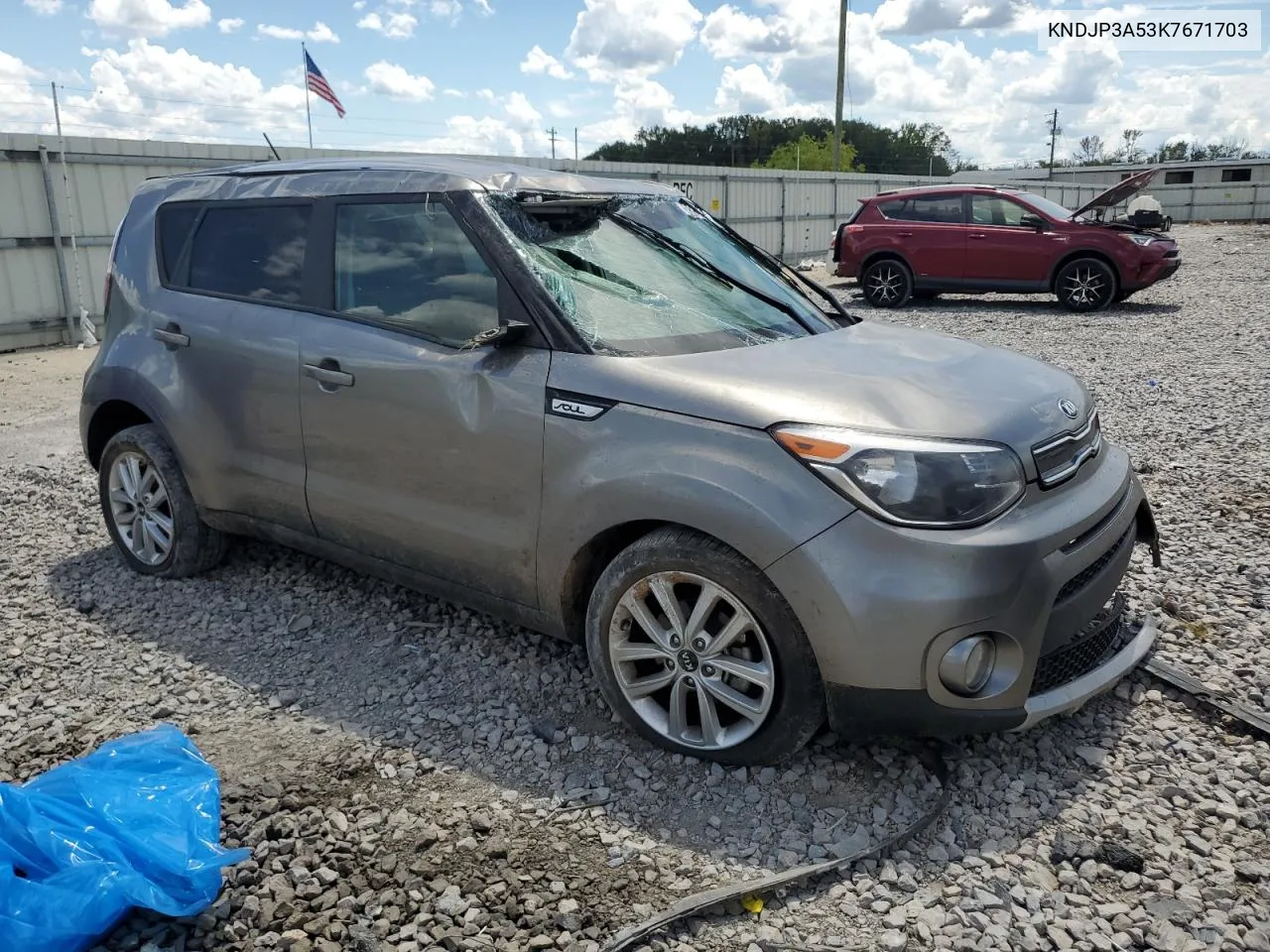 2019 Kia Soul + VIN: KNDJP3A53K7671703 Lot: 68893334