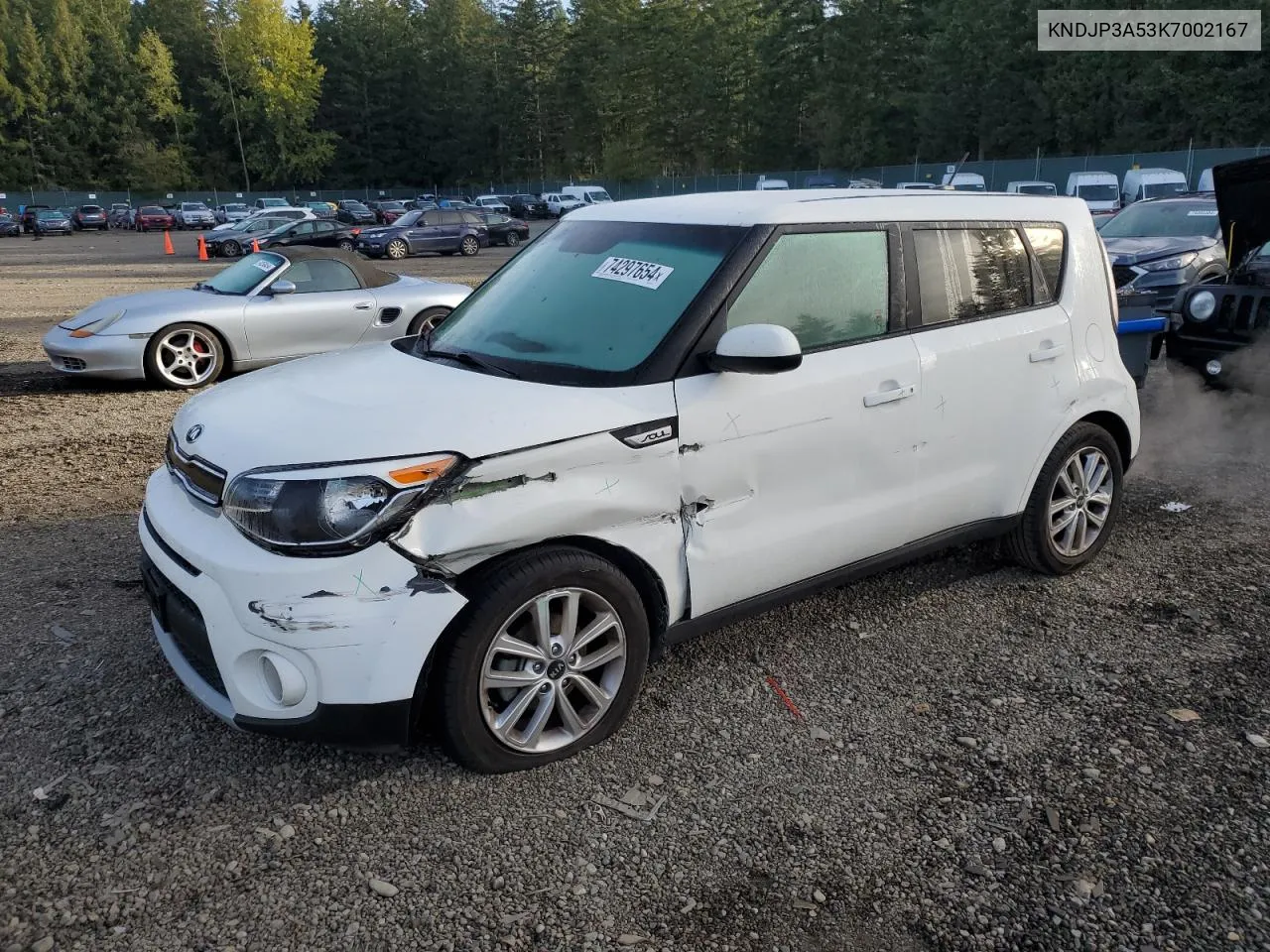 2019 Kia Soul + VIN: KNDJP3A53K7002167 Lot: 74297654