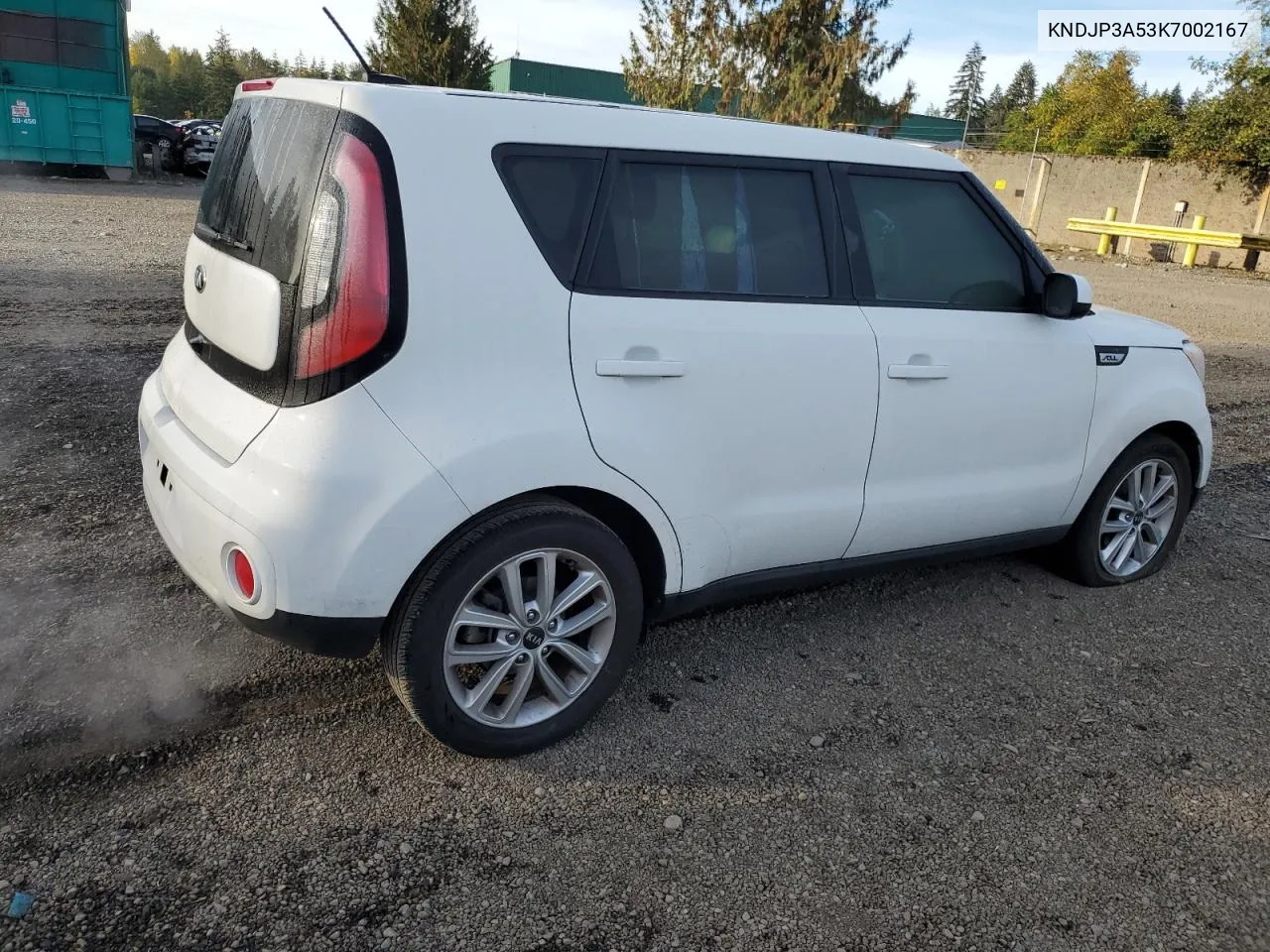 2019 Kia Soul + VIN: KNDJP3A53K7002167 Lot: 74297654