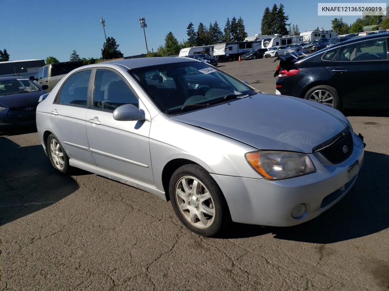 2006 Kia Spectra Lx VIN: KNAFE121365249019 Lot: 72954634