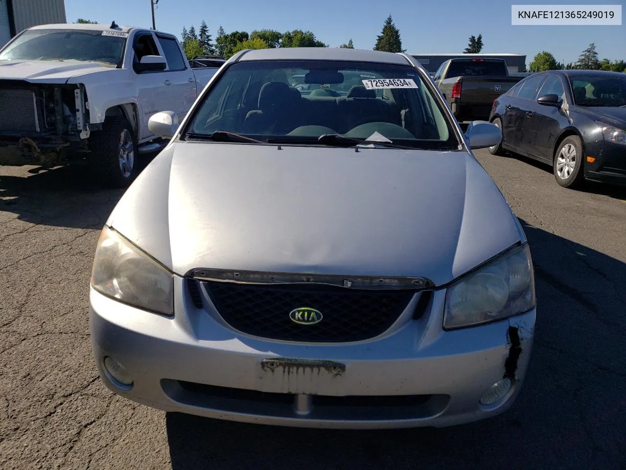 2006 Kia Spectra Lx VIN: KNAFE121365249019 Lot: 72954634