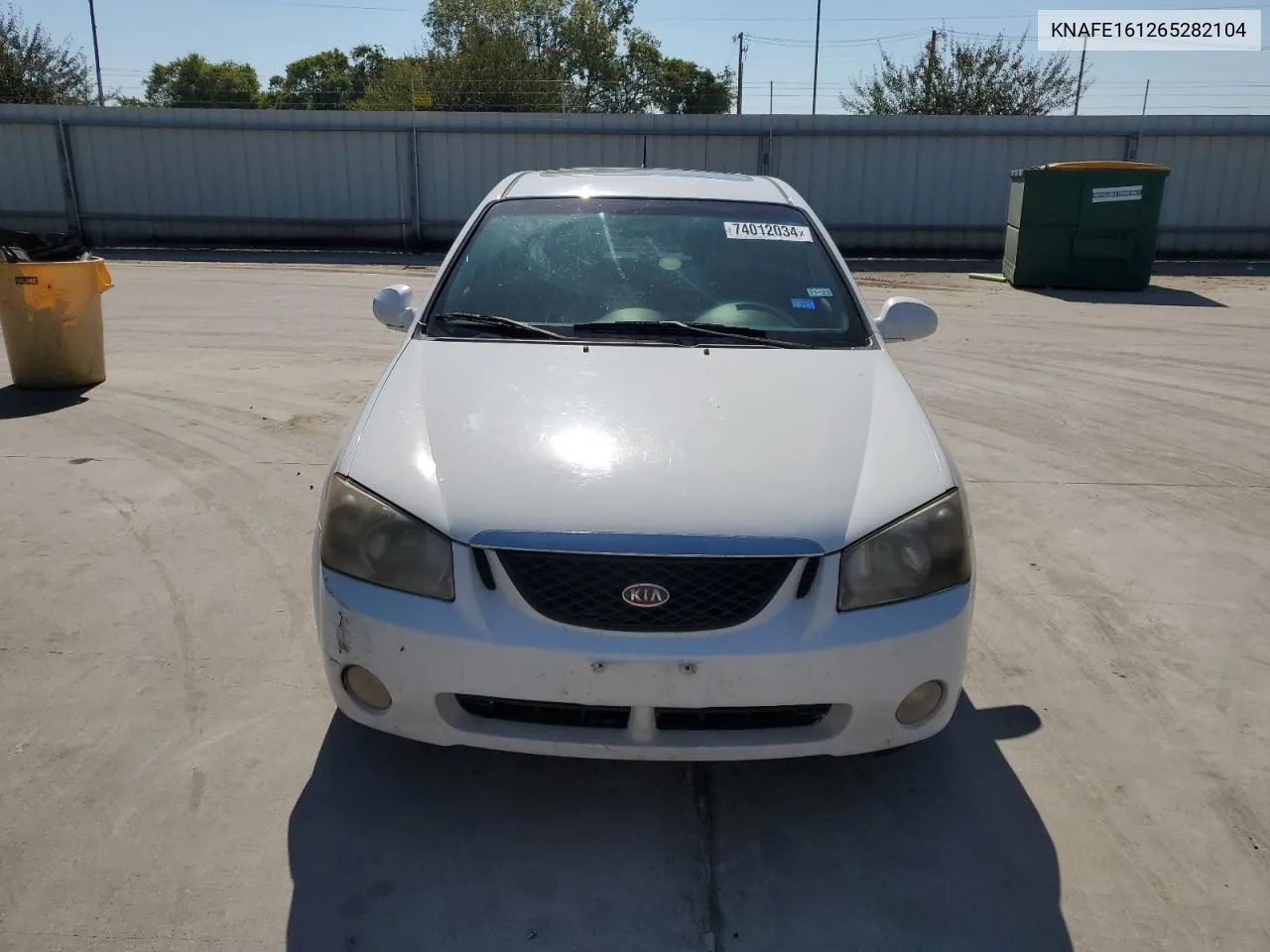 2006 Kia Spectra5 VIN: KNAFE161265282104 Lot: 74012034