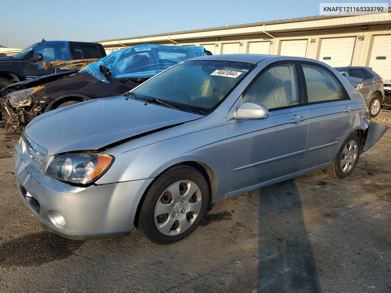 2006 Kia Spectra Lx VIN: KNAFE121165333792 Lot: 74641044