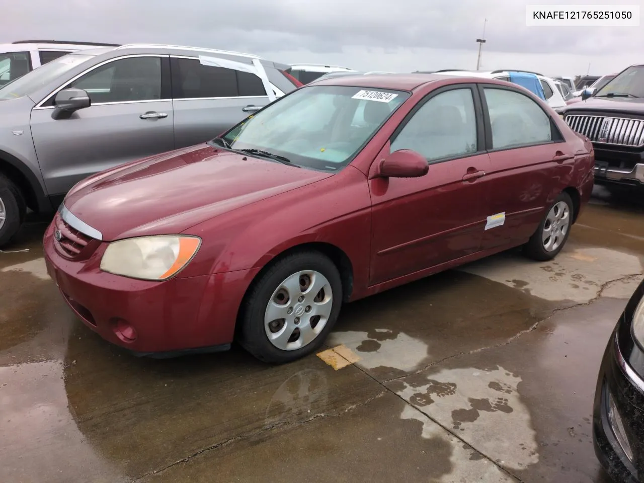 2006 Kia Spectra Lx VIN: KNAFE121765251050 Lot: 75120624