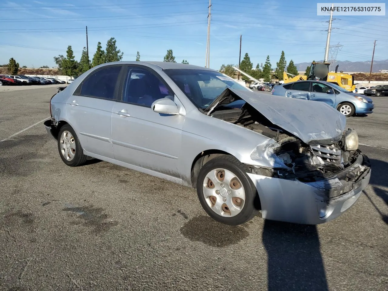 2006 Kia Spectra Lx VIN: KNAFE121765310775 Lot: 77006924