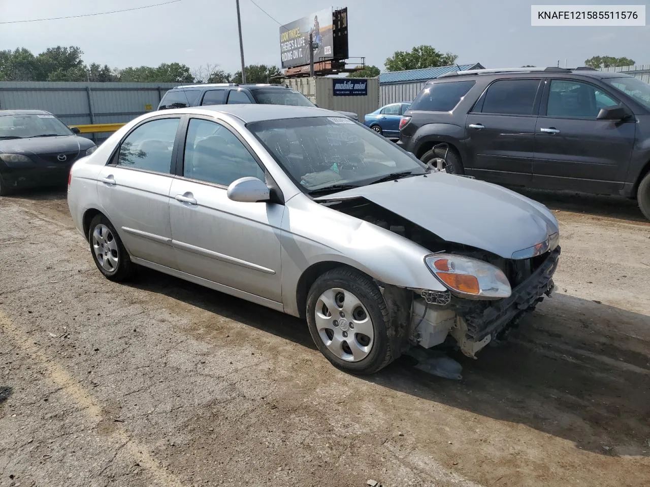 2008 Kia Spectra Ex VIN: KNAFE121585511576 Lot: 68634114