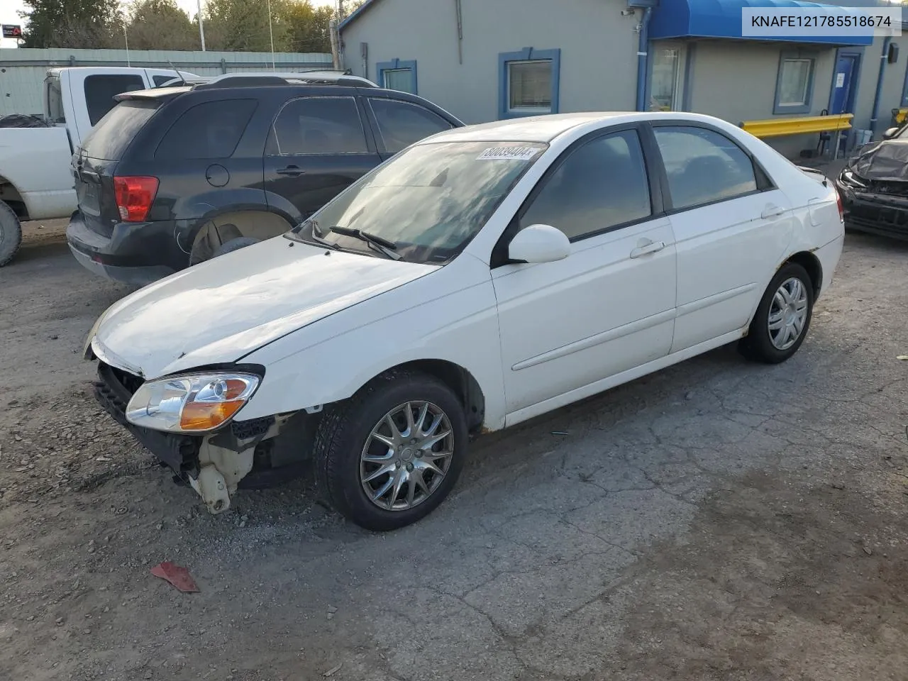 2008 Kia Spectra Ex VIN: KNAFE121785518674 Lot: 80039404