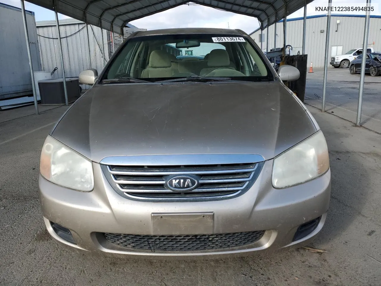 2008 Kia Spectra Ex VIN: KNAFE122385494835 Lot: 80113674