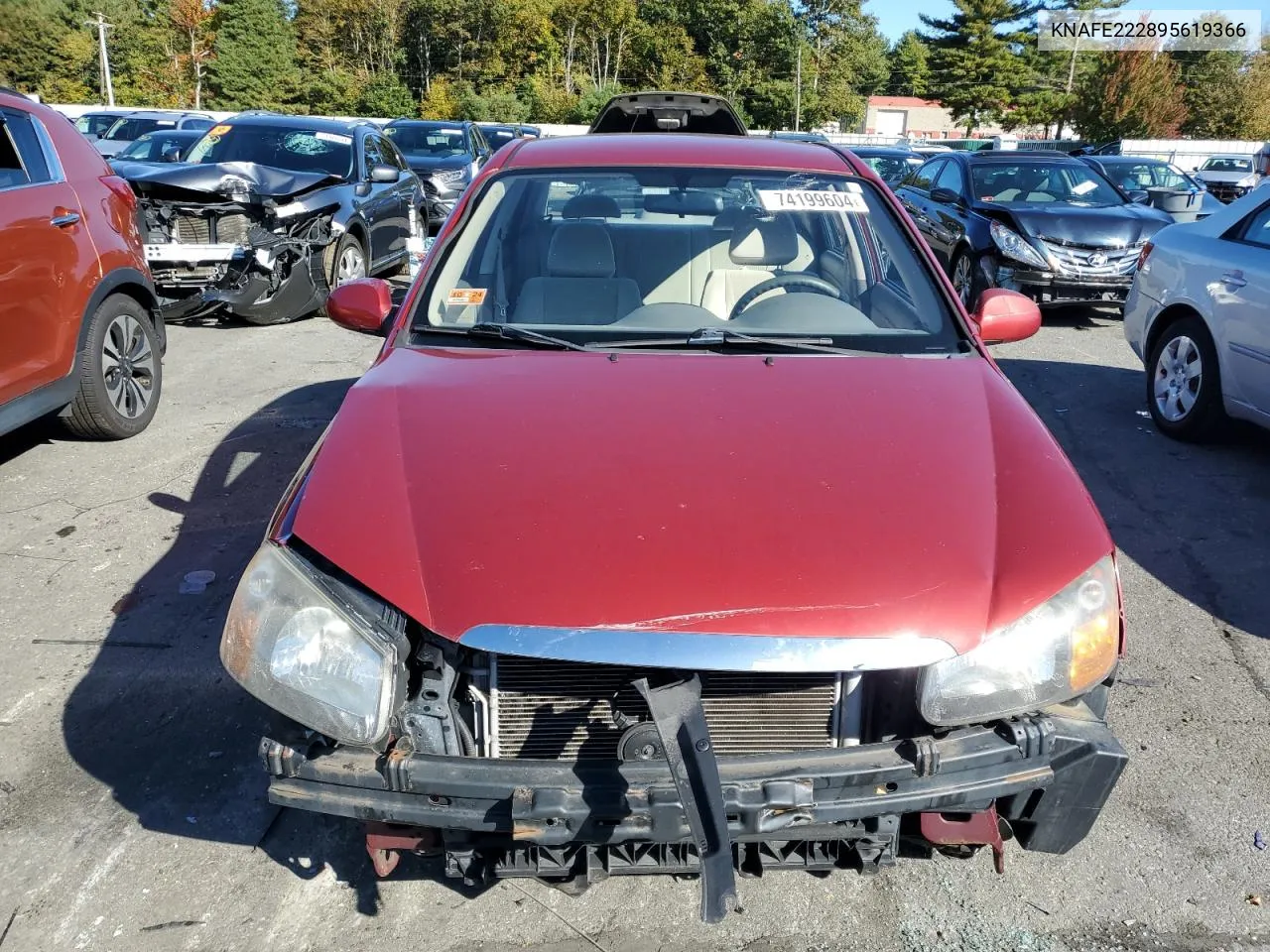 2009 Kia Spectra Ex VIN: KNAFE222895619366 Lot: 74199604