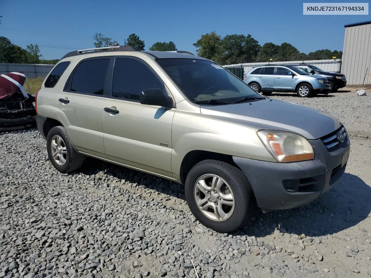 2006 Kia New Sportage VIN: KNDJE723167194334 Lot: 69385424