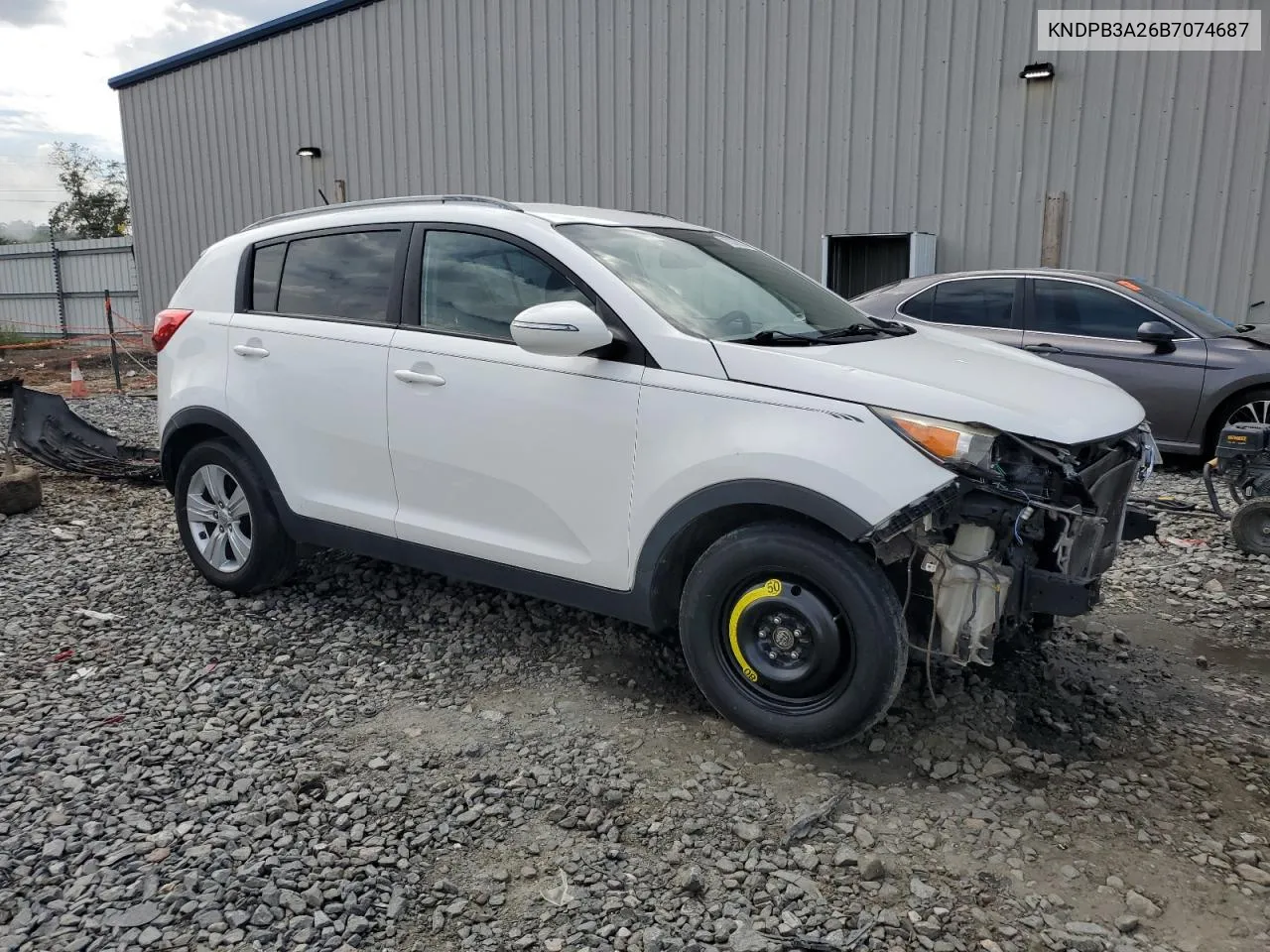 2011 Kia Sportage Lx VIN: KNDPB3A26B7074687 Lot: 70379904