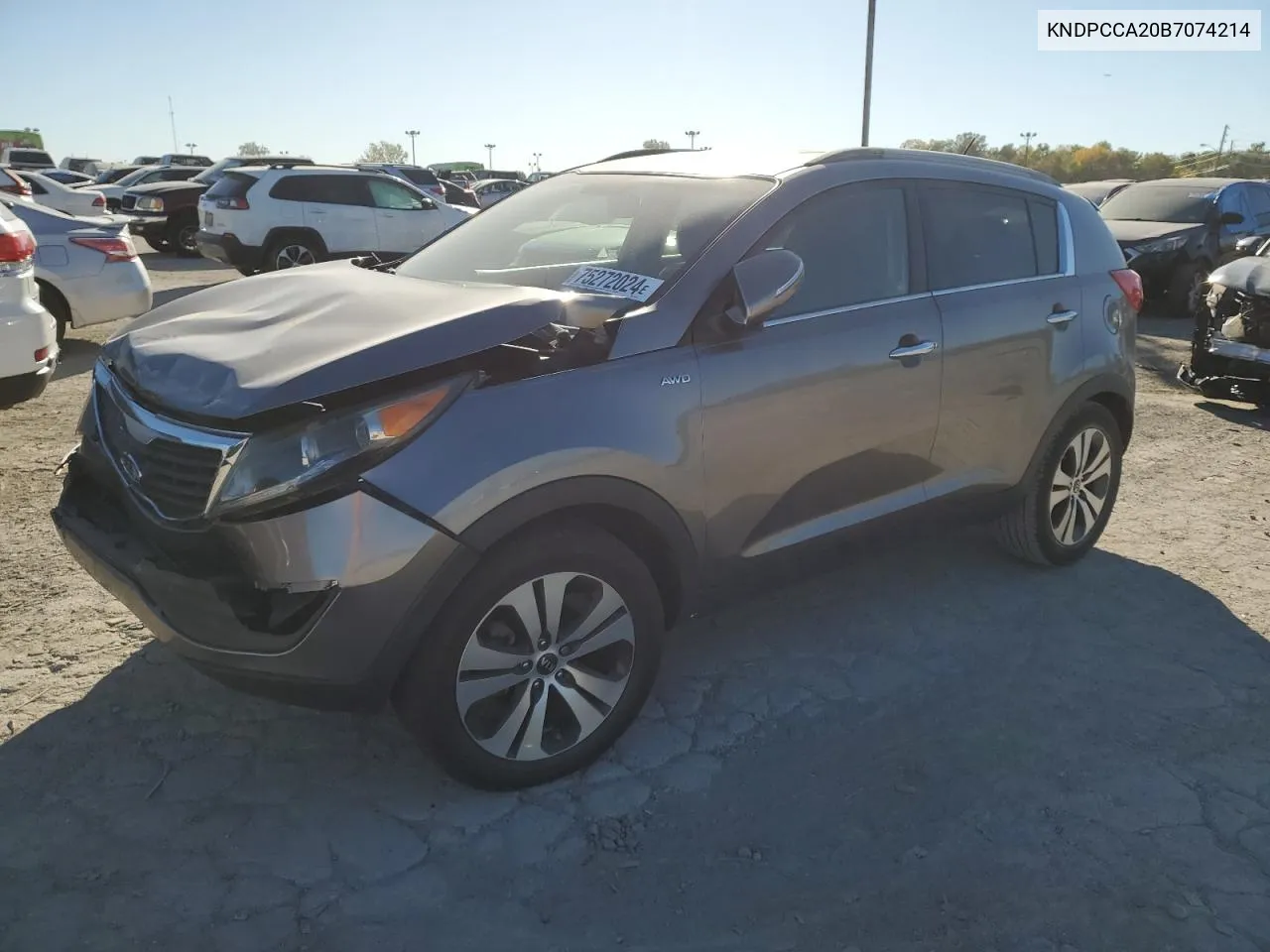 2011 Kia Sportage Ex VIN: KNDPCCA20B7074214 Lot: 75272024