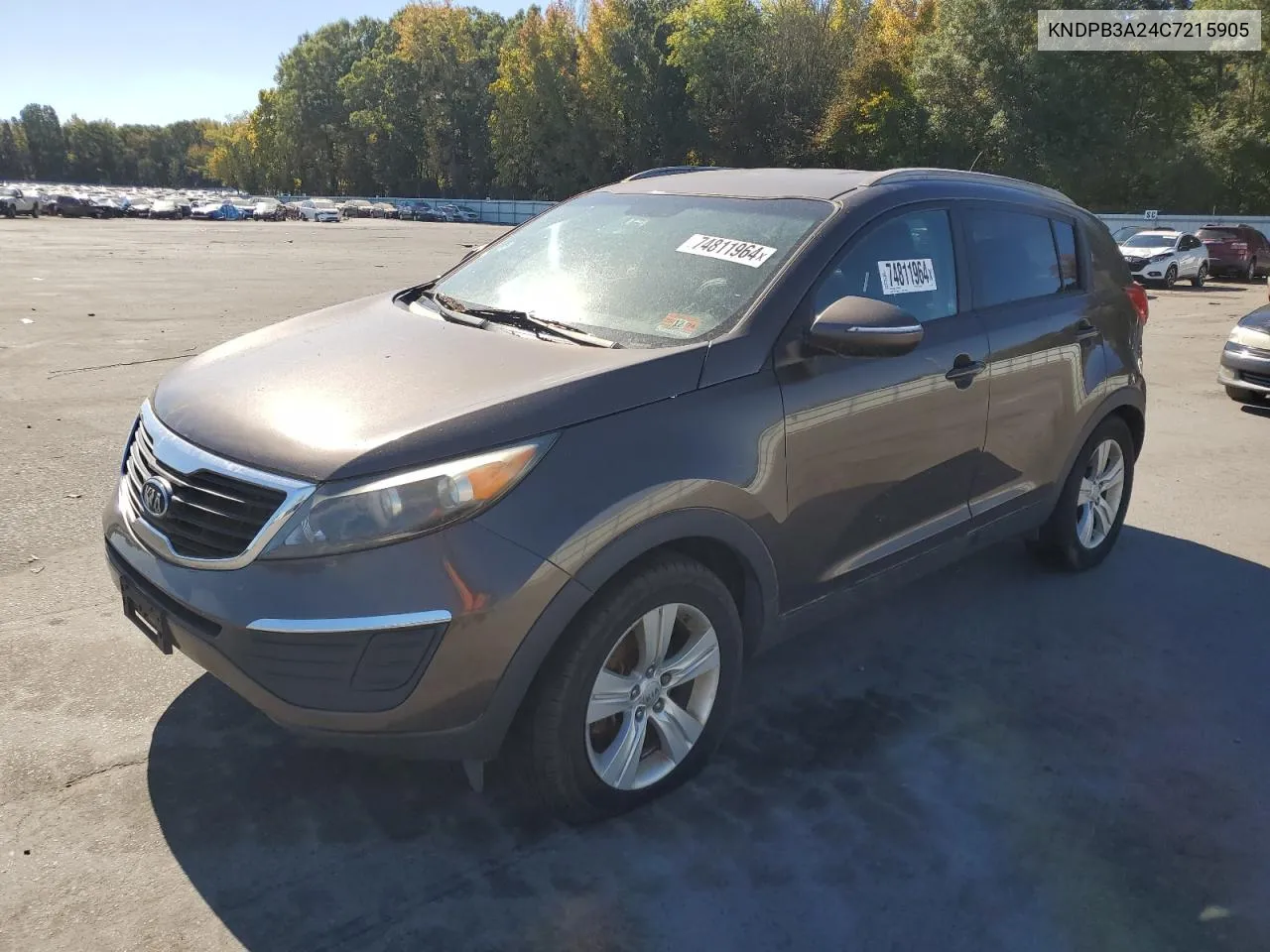 2012 Kia Sportage Base VIN: KNDPB3A24C7215905 Lot: 74811964