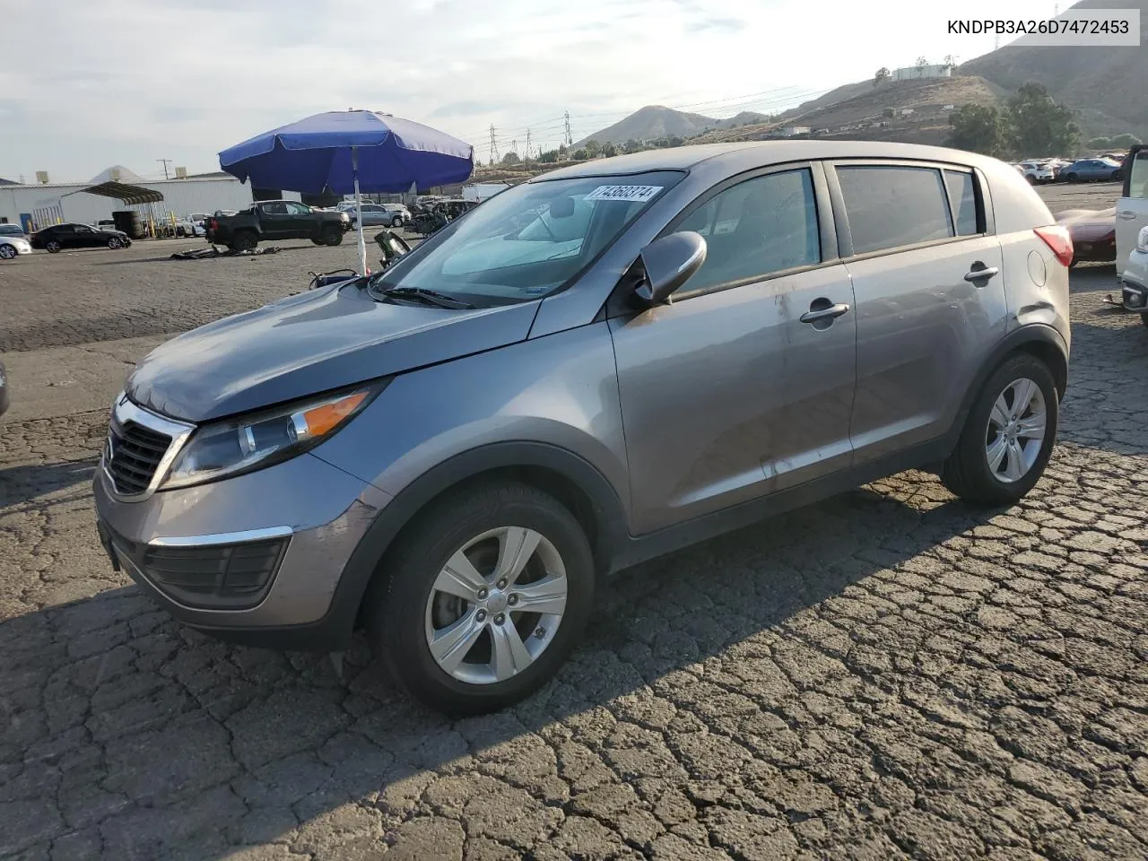 2013 Kia Sportage Base VIN: KNDPB3A26D7472453 Lot: 74360374