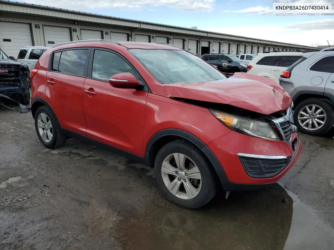 2013 Kia Sportage Base VIN: KNDPB3A26D7430414 Lot: 75797144