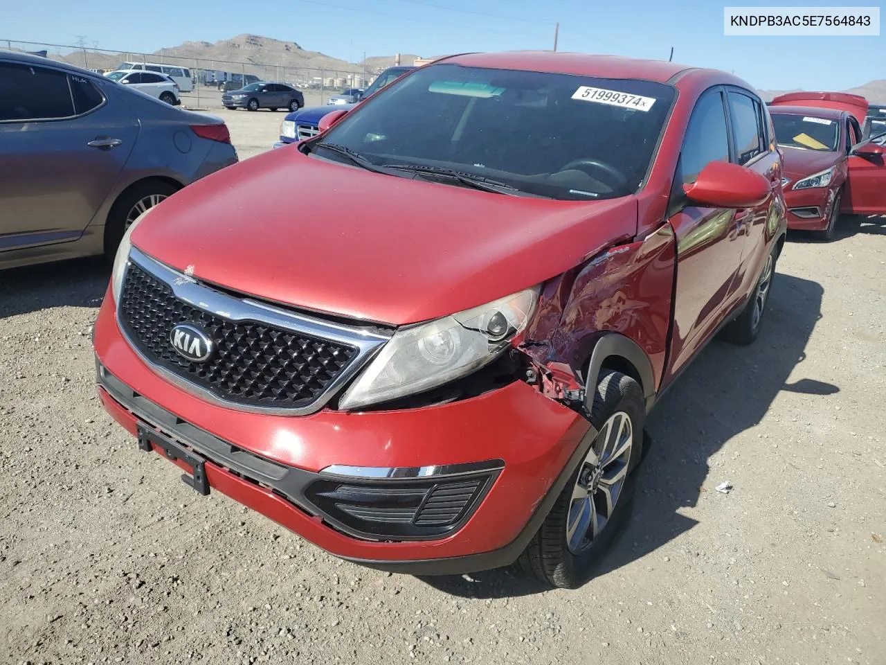 2014 Kia Sportage Base VIN: KNDPB3AC5E7564843 Lot: 51999374