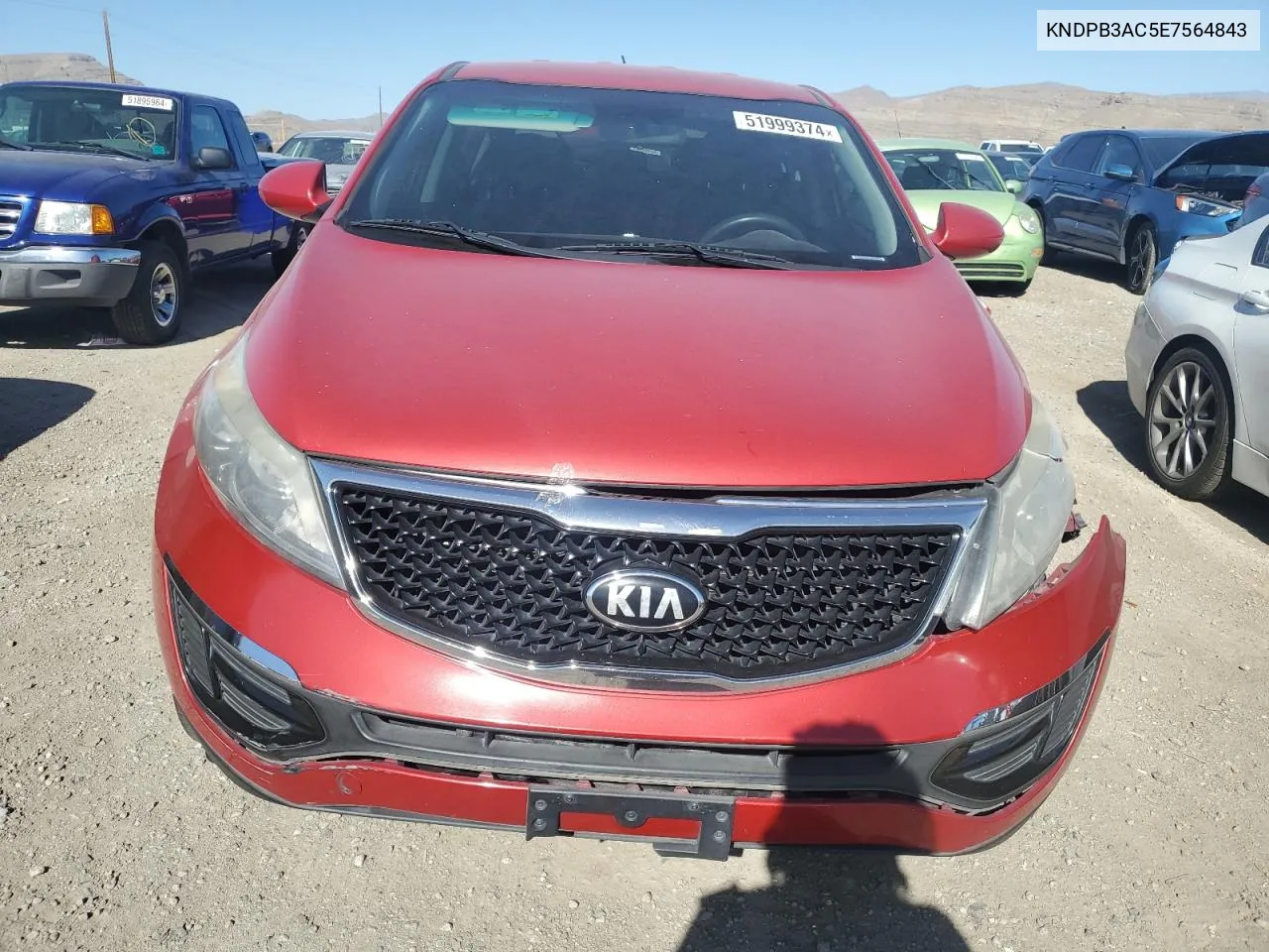 2014 Kia Sportage Base VIN: KNDPB3AC5E7564843 Lot: 51999374