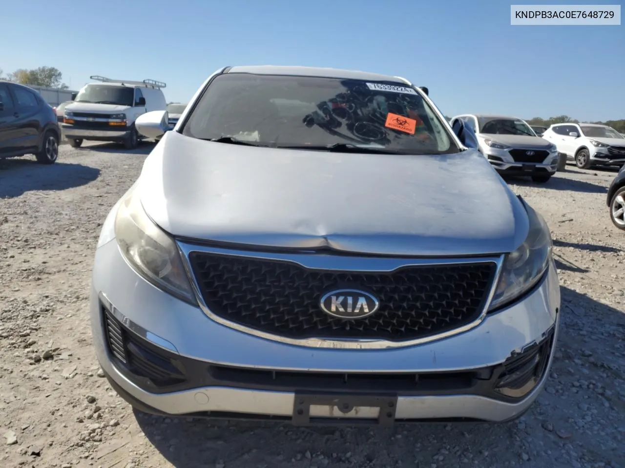 2014 Kia Sportage Base VIN: KNDPB3AC0E7648729 Lot: 76339224