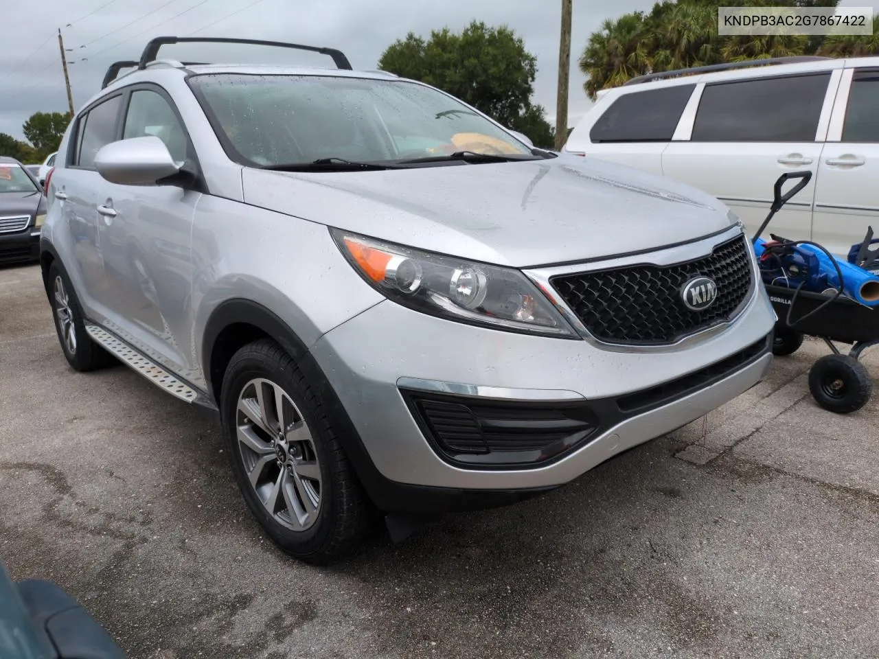 2016 Kia Sportage Lx VIN: KNDPB3AC2G7867422 Lot: 74715874