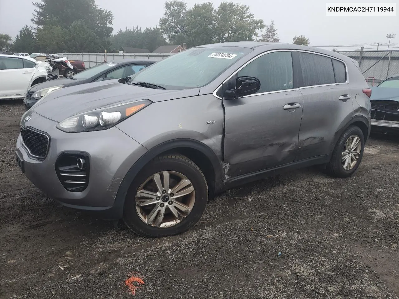 2017 Kia Sportage Lx VIN: KNDPMCAC2H7119944 Lot: 74074234