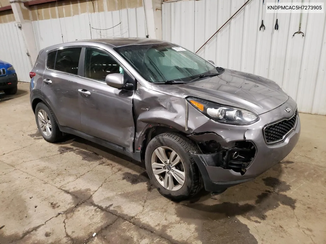 2017 Kia Sportage Lx VIN: KNDPMCAC5H7273905 Lot: 74998004