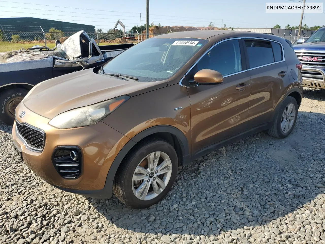 2017 Kia Sportage Lx VIN: KNDPMCAC3H7039892 Lot: 75344634