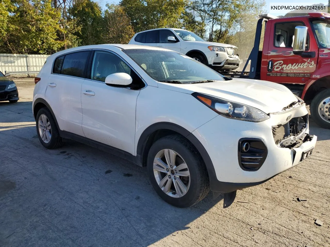 2017 Kia Sportage Lx VIN: KNDPMCACXH7242651 Lot: 75385394