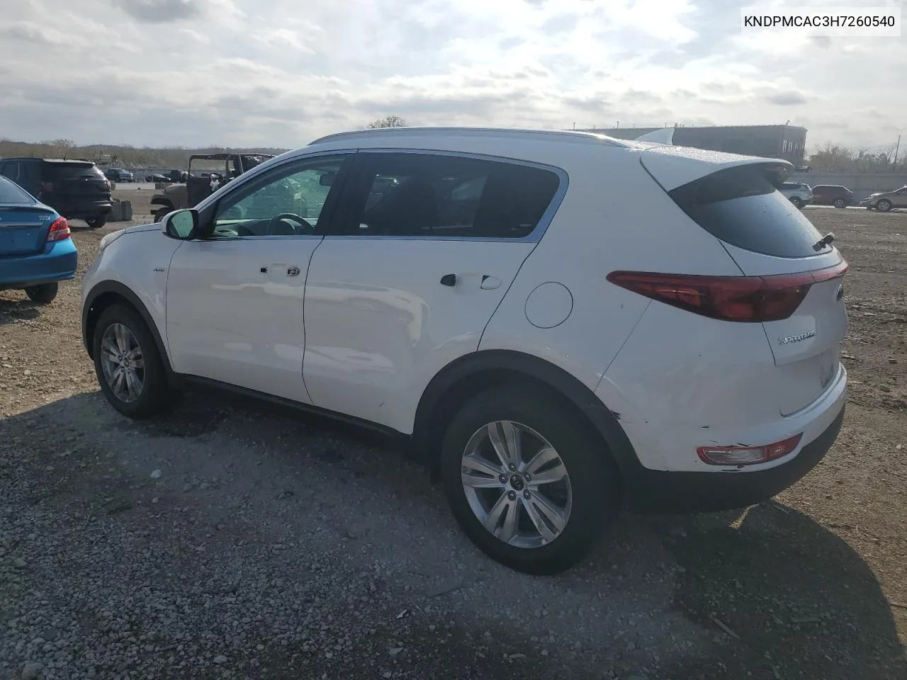 2017 Kia Sportage Lx VIN: KNDPMCAC3H7260540 Lot: 78200904