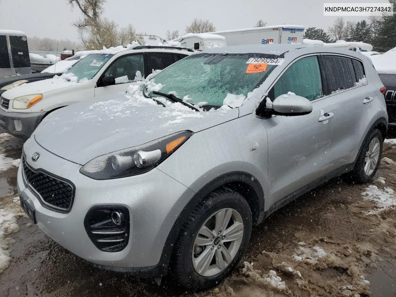 2017 Kia Sportage Lx VIN: KNDPMCAC3H7274342 Lot: 79295264