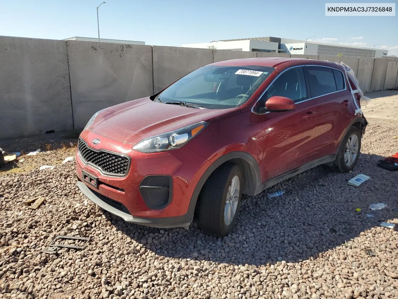 2018 Kia Sportage Lx VIN: KNDPM3AC3J7326848 Lot: 70871994