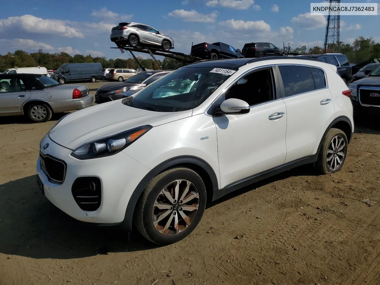 2018 Kia Sportage Ex VIN: KNDPNCAC8J7362483 Lot: 74811184