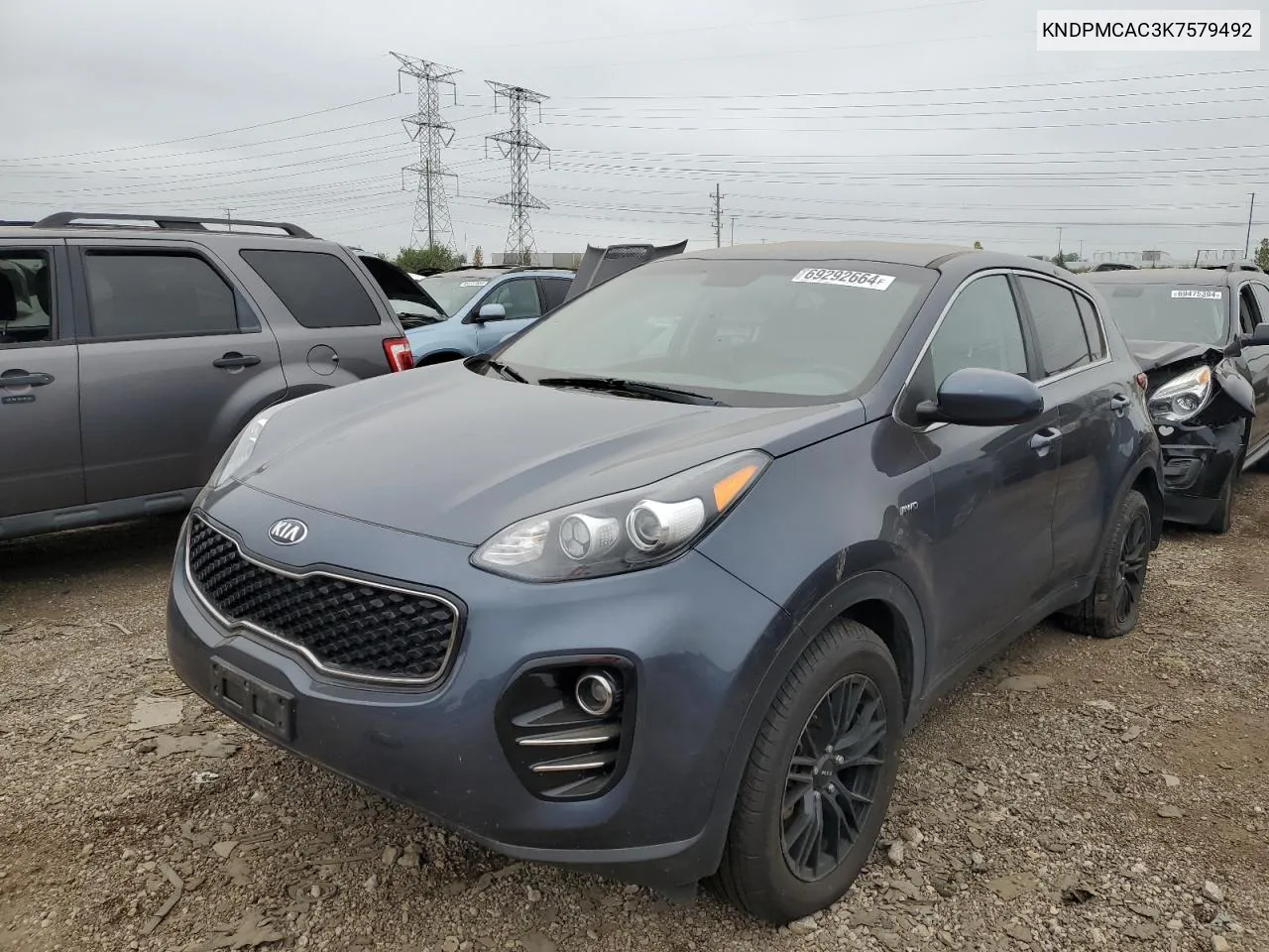 2019 Kia Sportage Lx VIN: KNDPMCAC3K7579492 Lot: 69292664