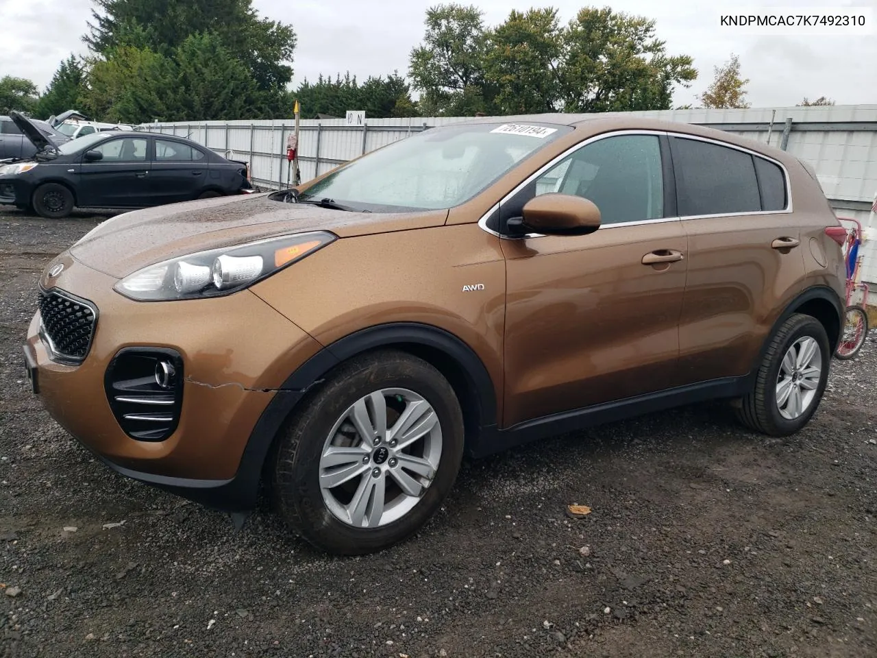 2019 Kia Sportage Lx VIN: KNDPMCAC7K7492310 Lot: 72610194