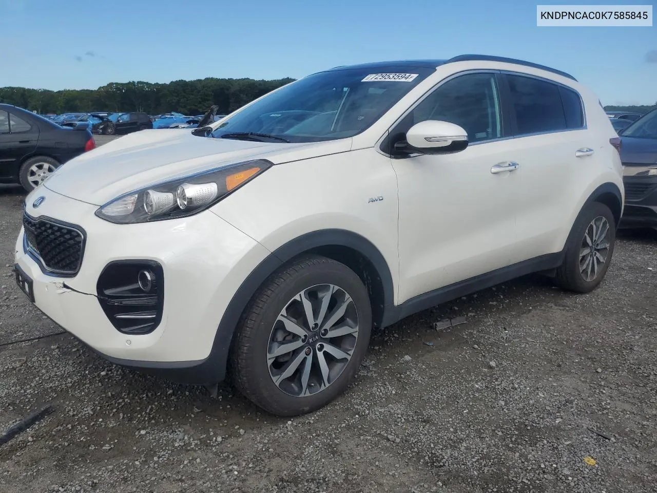 2019 Kia Sportage Ex VIN: KNDPNCAC0K7585845 Lot: 72953594