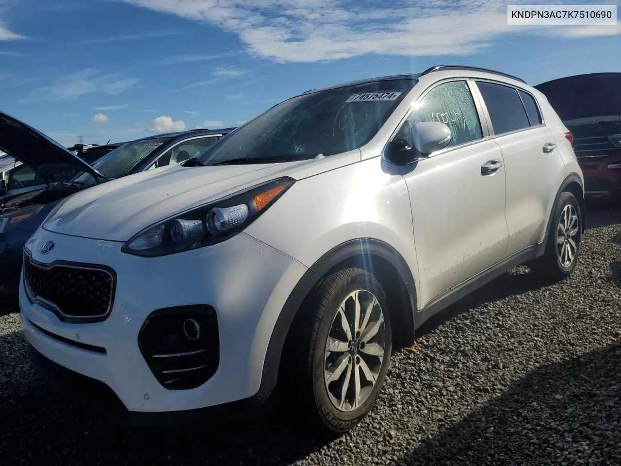 2019 Kia Sportage Ex VIN: KNDPN3AC7K7510690 Lot: 74575474